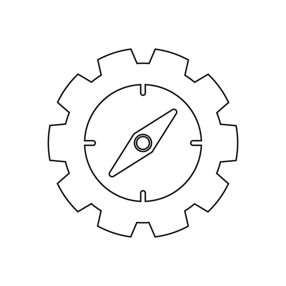 A black and white illustration of a gear wheel vector