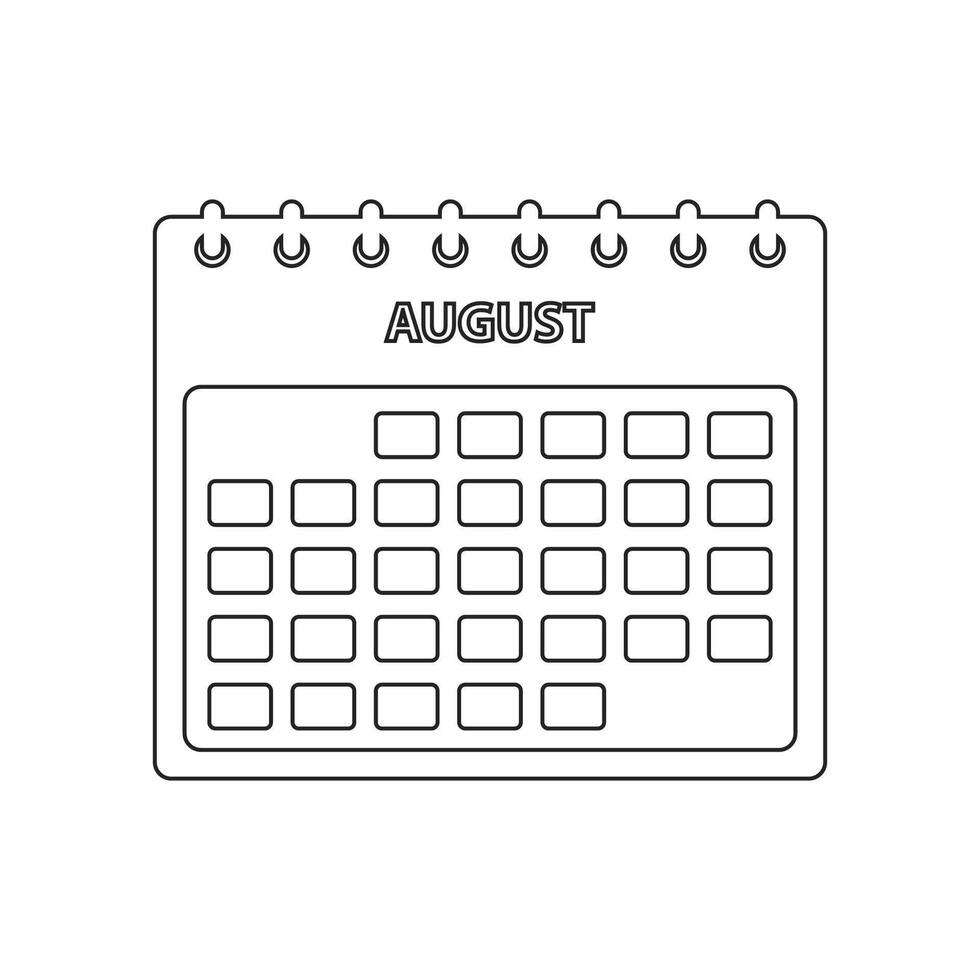 A calendar with the date august on it vector