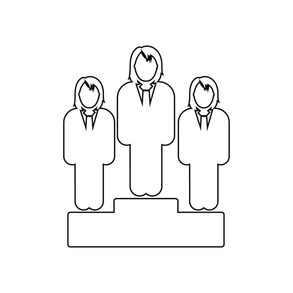 Three people standing on a pedestal with a sign that says winner vector