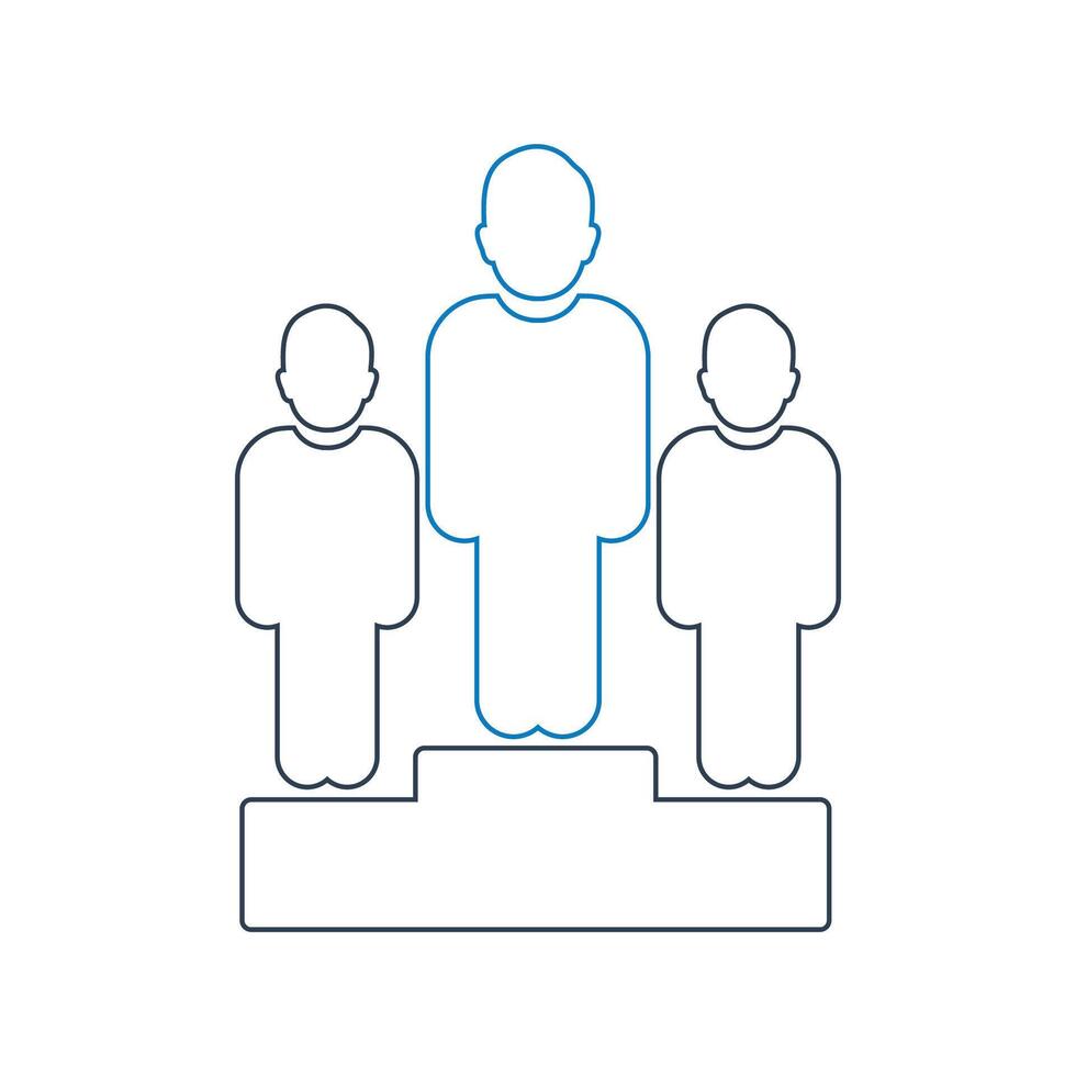 People standing on a pedestal with a man standing in front of them vector
