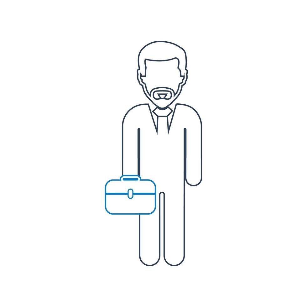 A man with a briefcase and tie line icon vector
