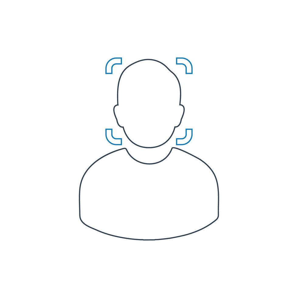 A person's face is shown with a line icon vector
