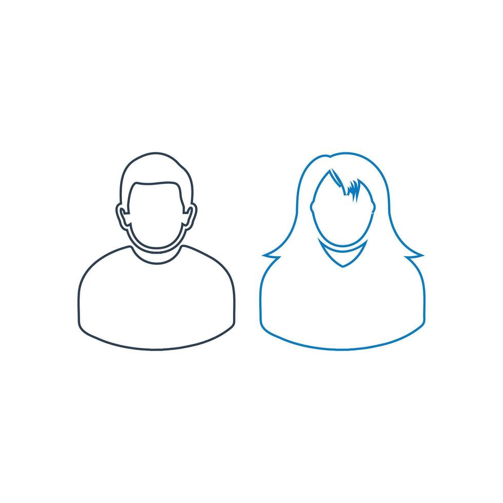 A man and woman are shown in line art vector