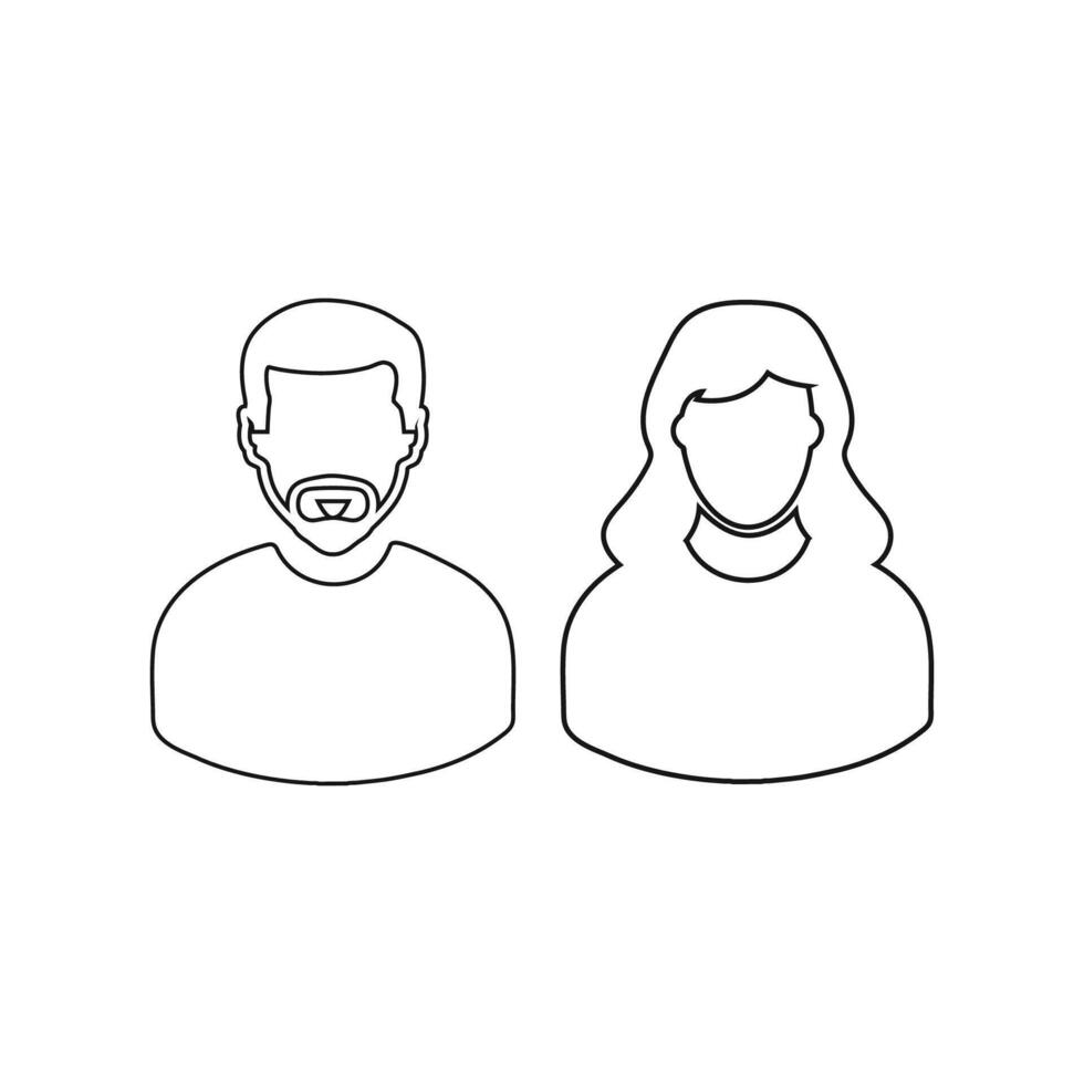 Man and woman avatar line icon illustration vector