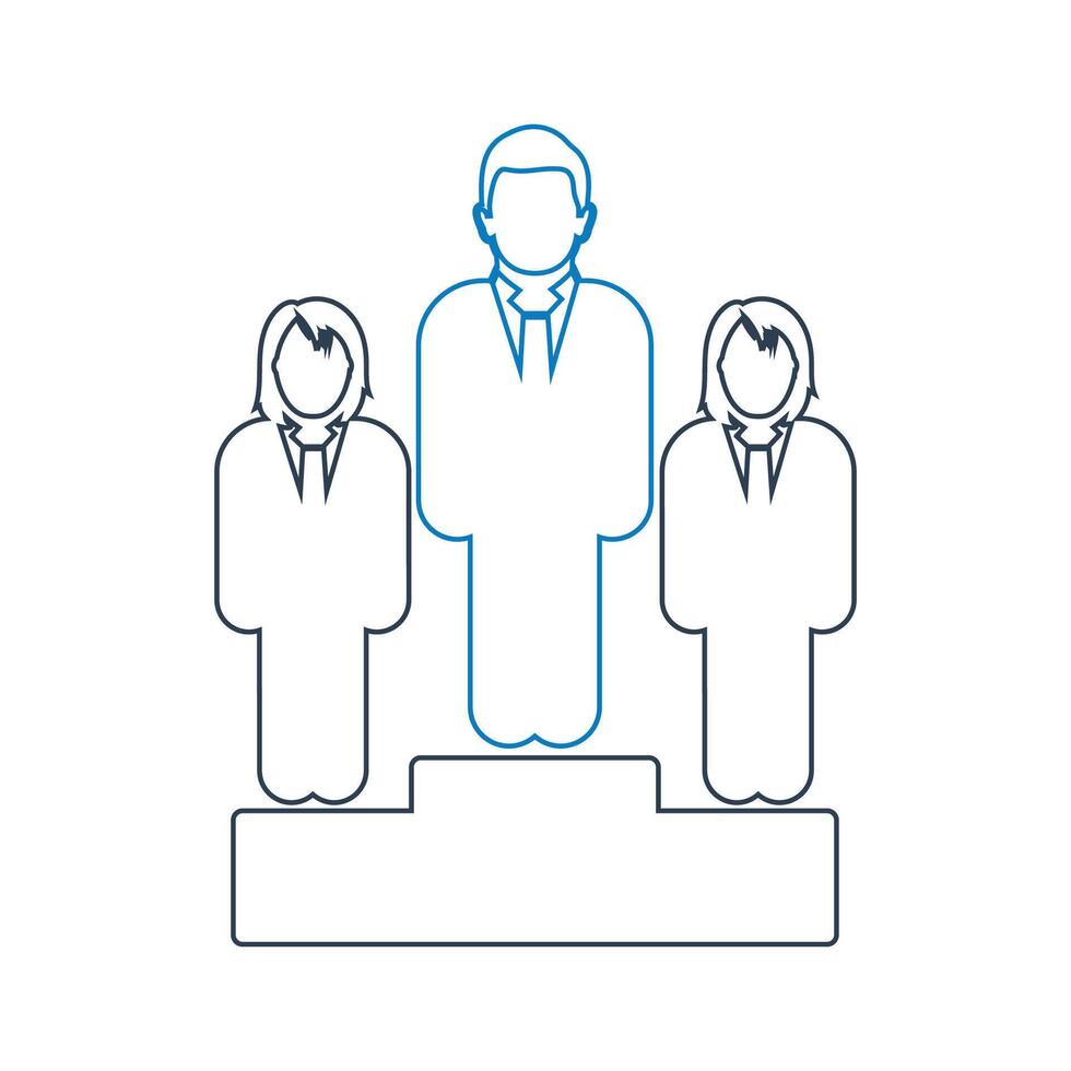 Business people on podium line icon illustration vector