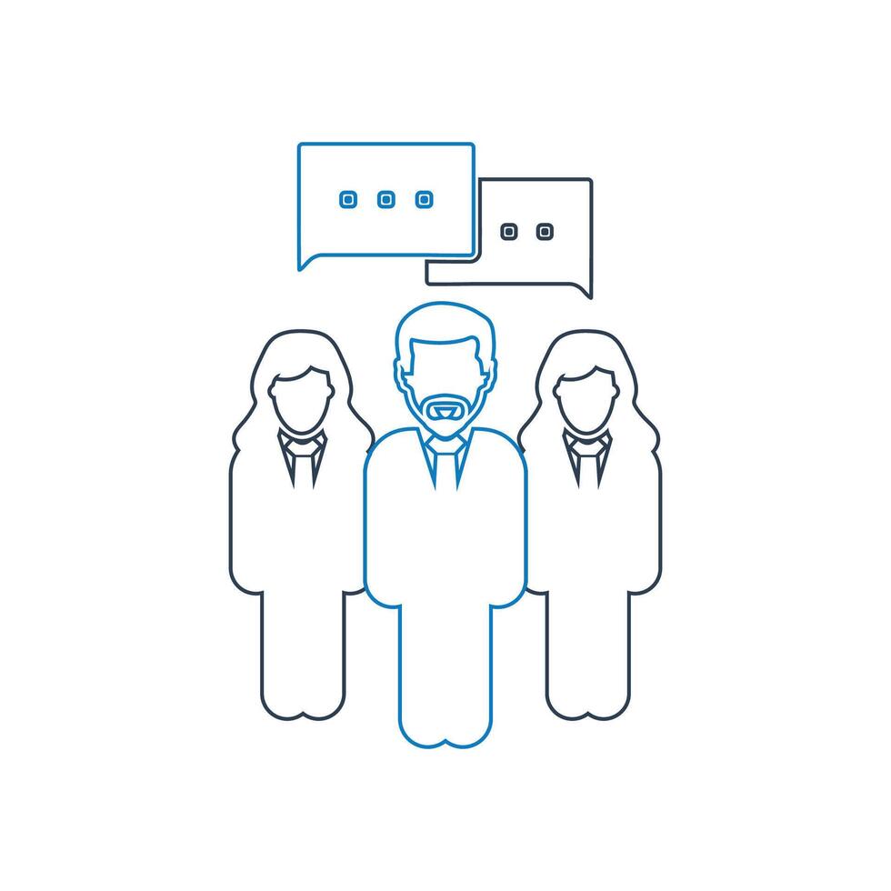 A line icon of three people with speech bubbles vector