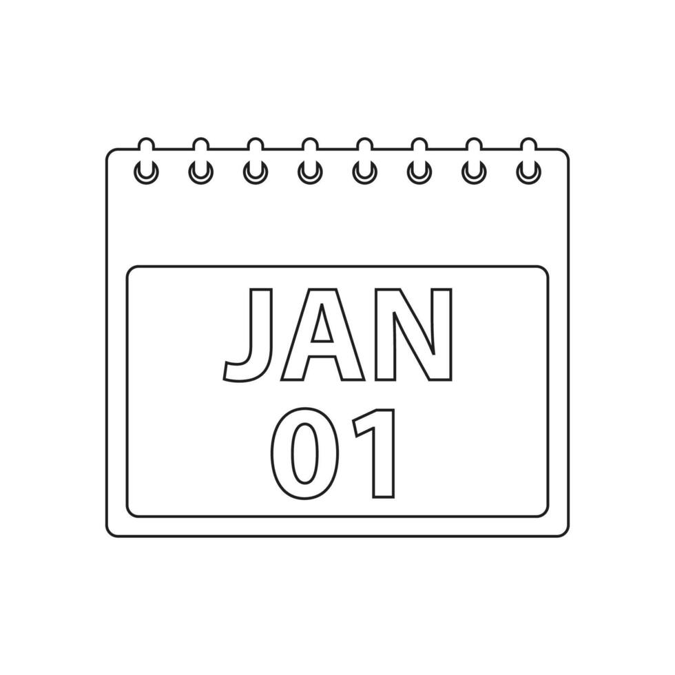 January calendar icon in outline style illustration design vector