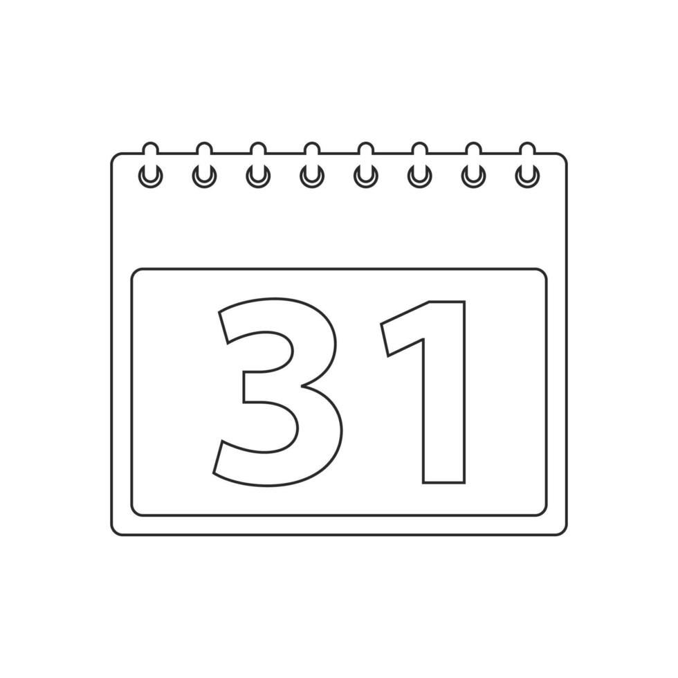 Calendar icon with the number 31 on it vector