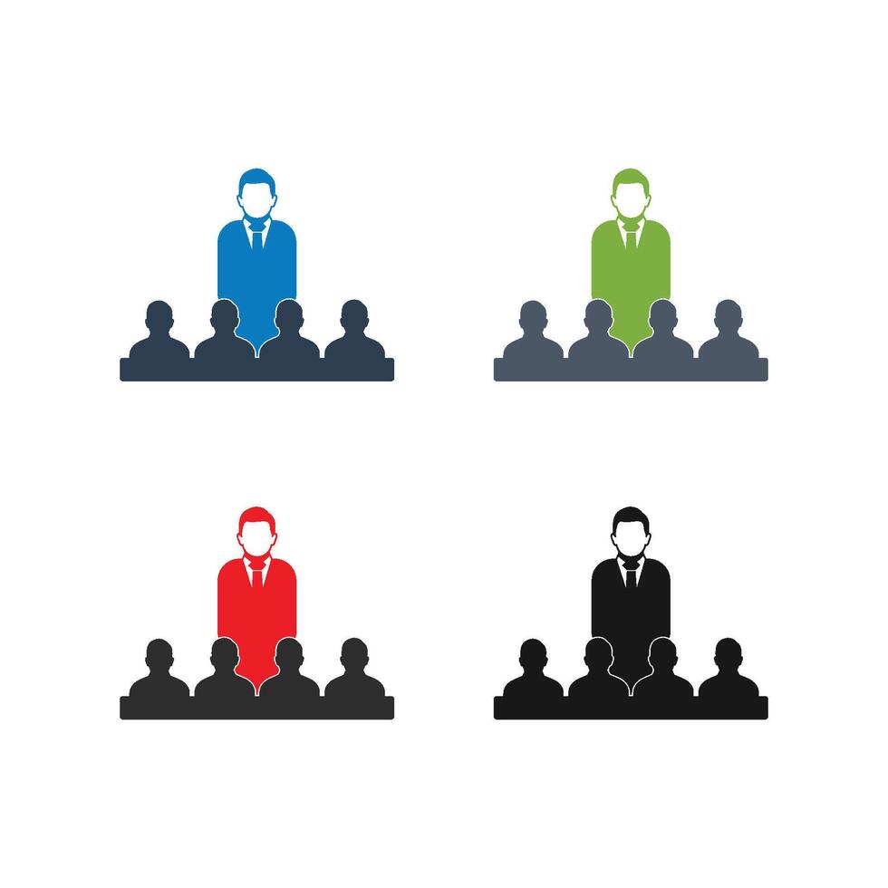 Business people in front of a podium vector
