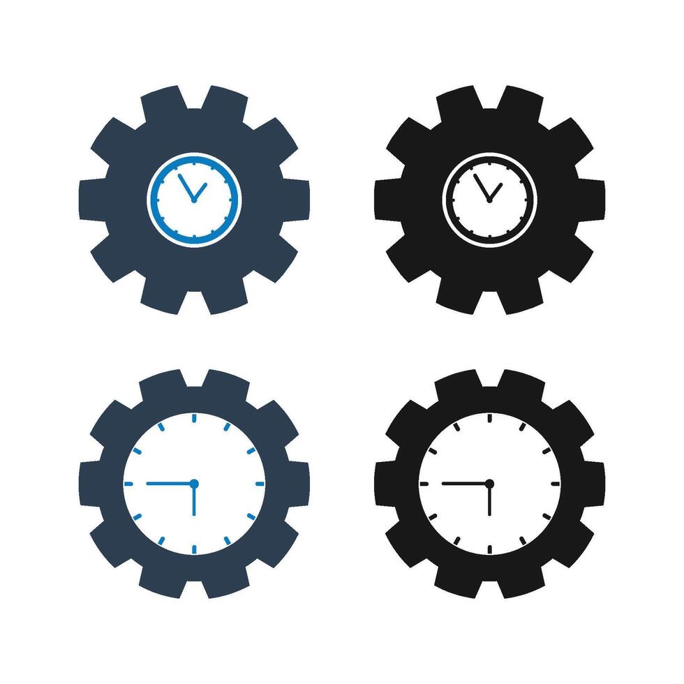 Four gears with clock faces vector