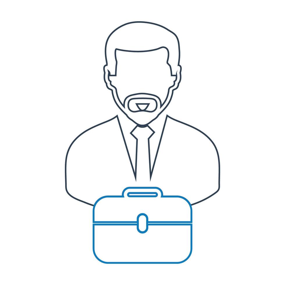 A man with a briefcase and tie line icon vector