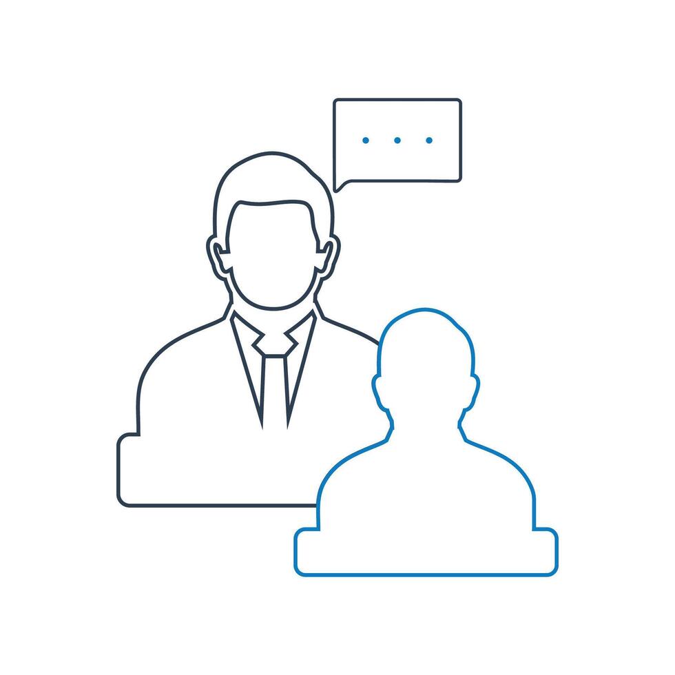 A man and woman are sitting at a table with a speech bubble vector