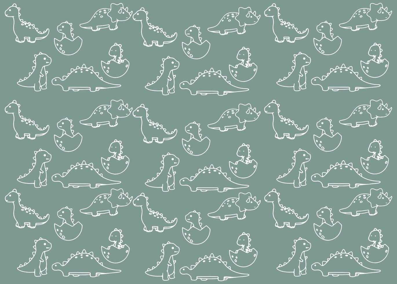 dinosaurs pattern outline. hand drawing kid style vector
