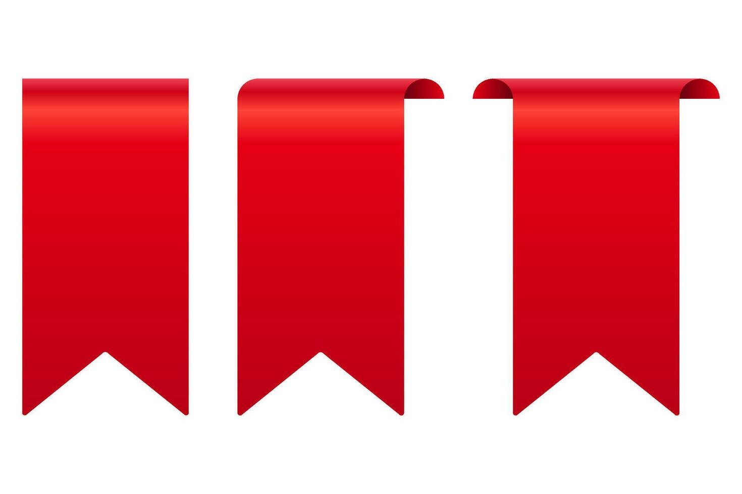 red ribbon set bookmark 3d gradient tag. isolated image background. eps 10 vector