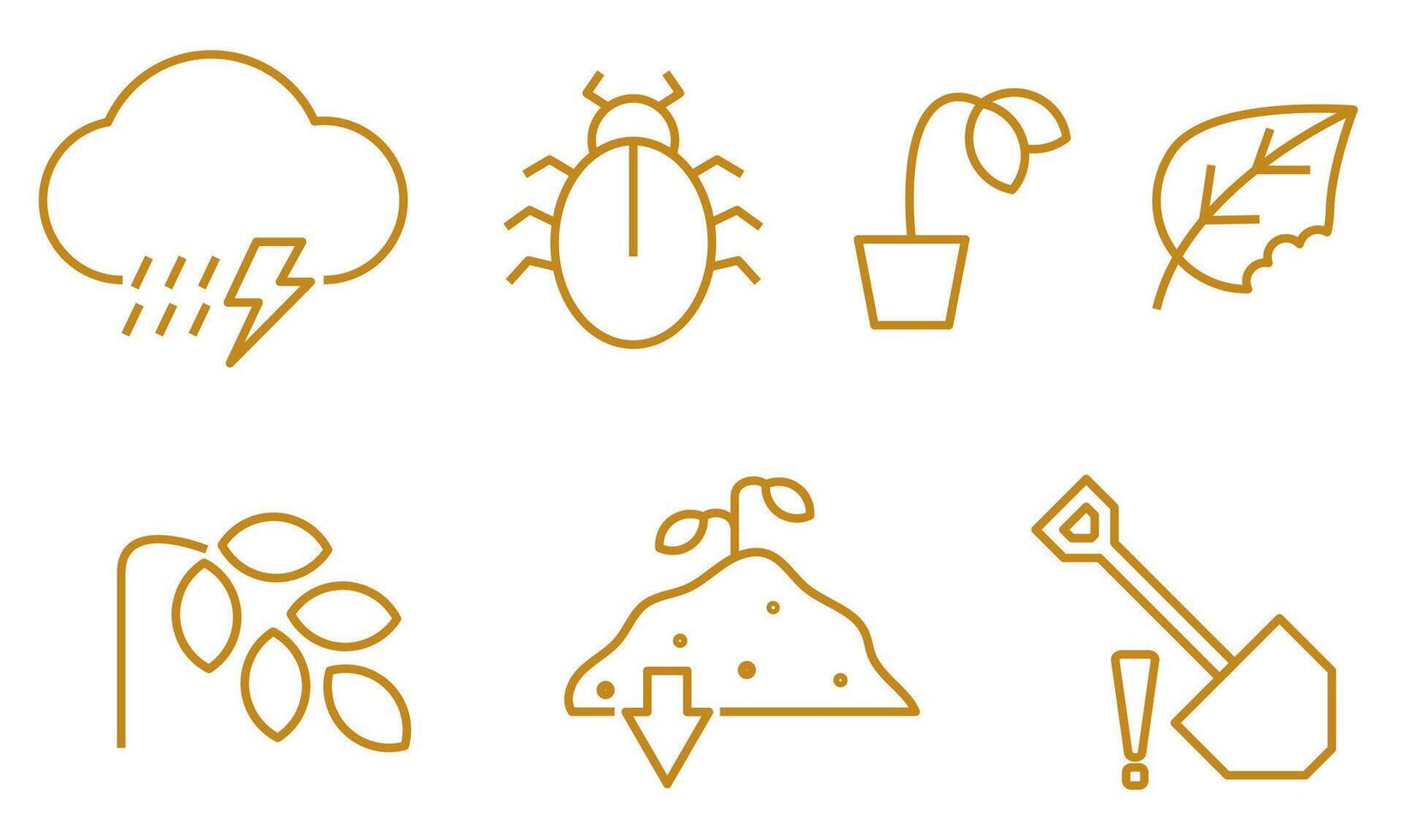 crop failure icon set outline simple. editable stroke. eps 10 vector