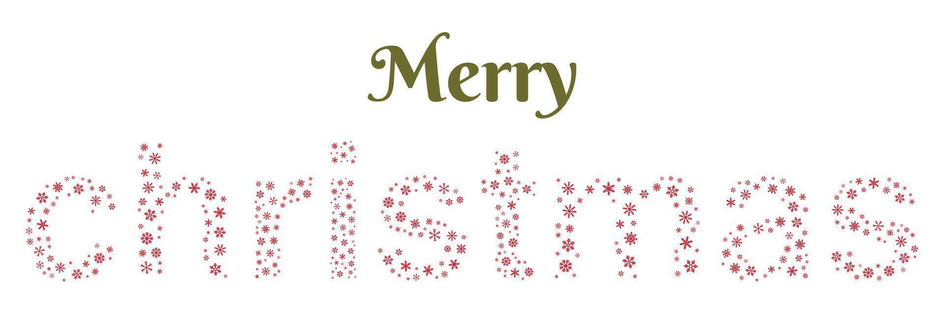 Word of merry christmas formed from snowflakes. Typography isolated elements. vector
