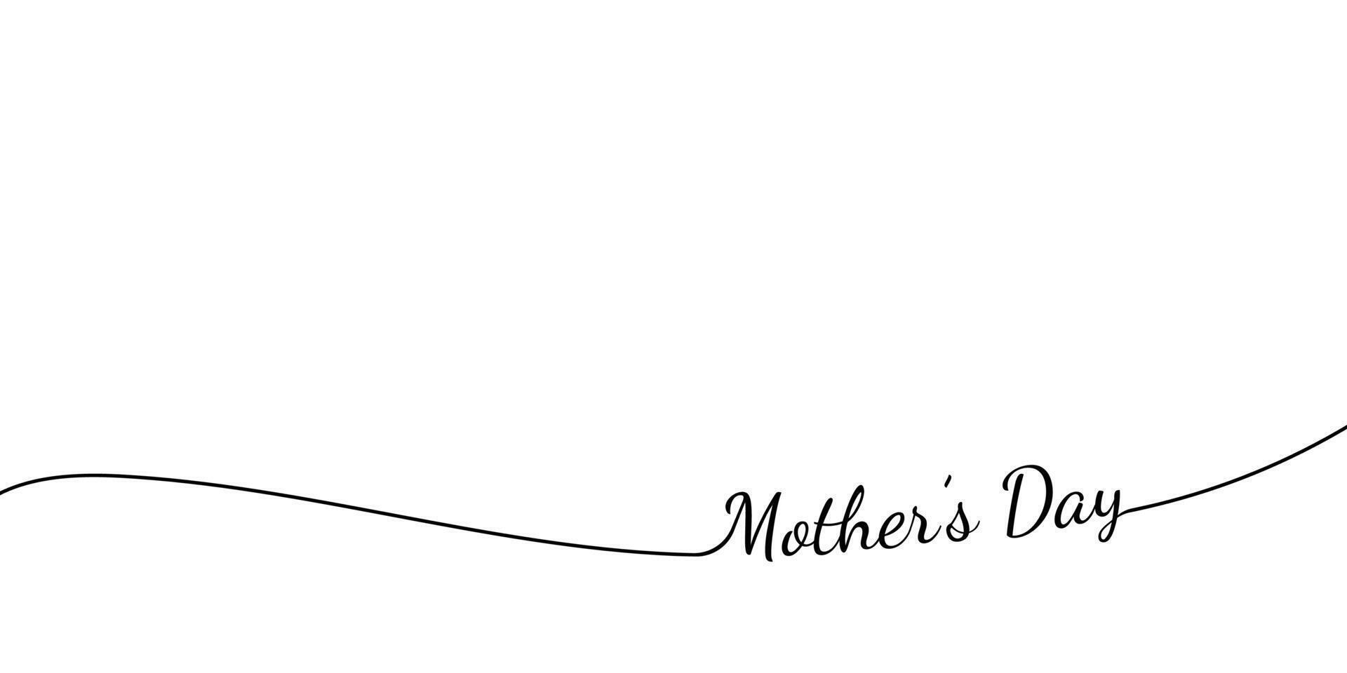 simple line art outline of mother's day with love. eps 10 vector