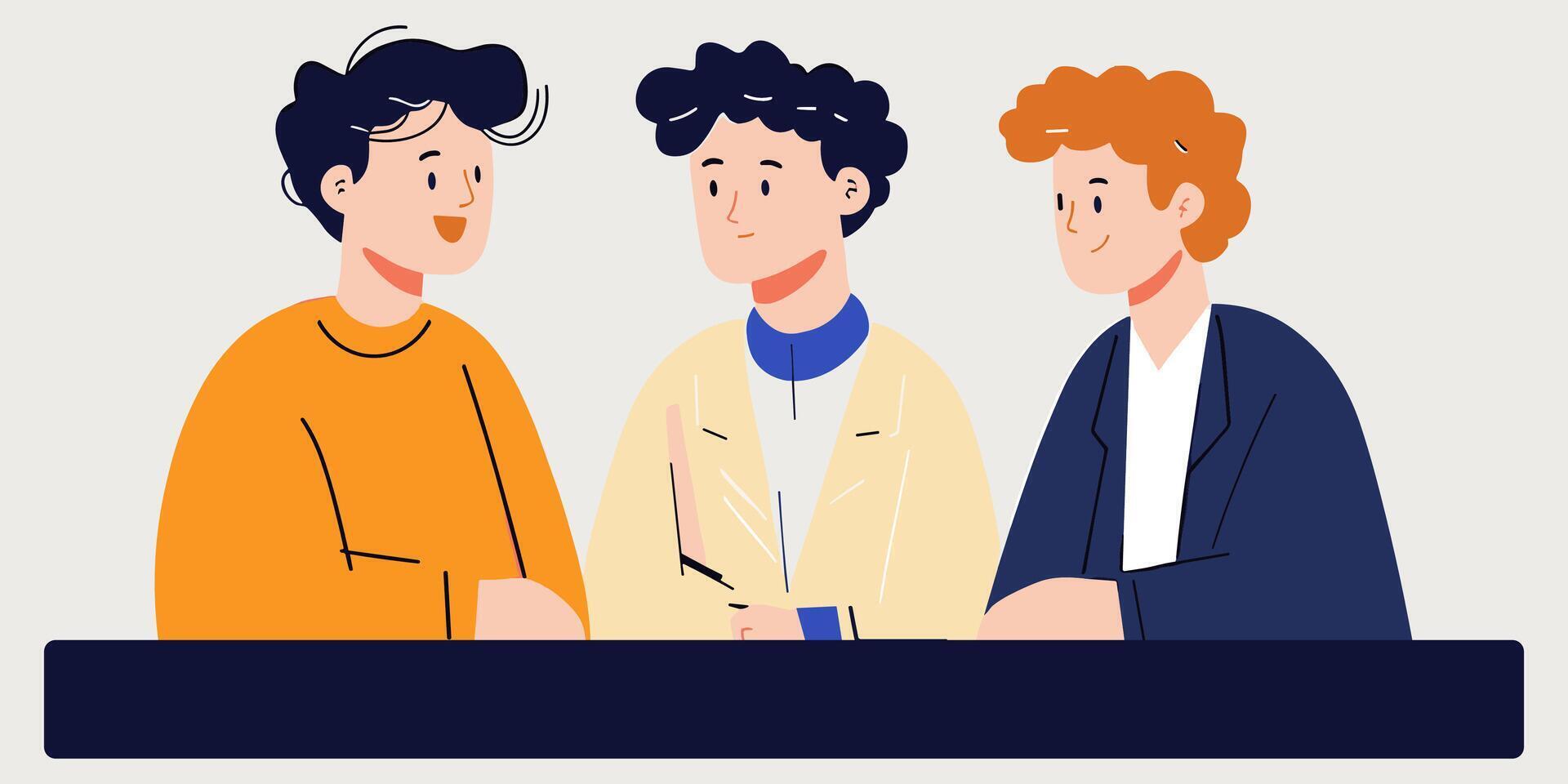 group of friend have a discuss. chit chat student or worker team mate in a teamwork together. vector