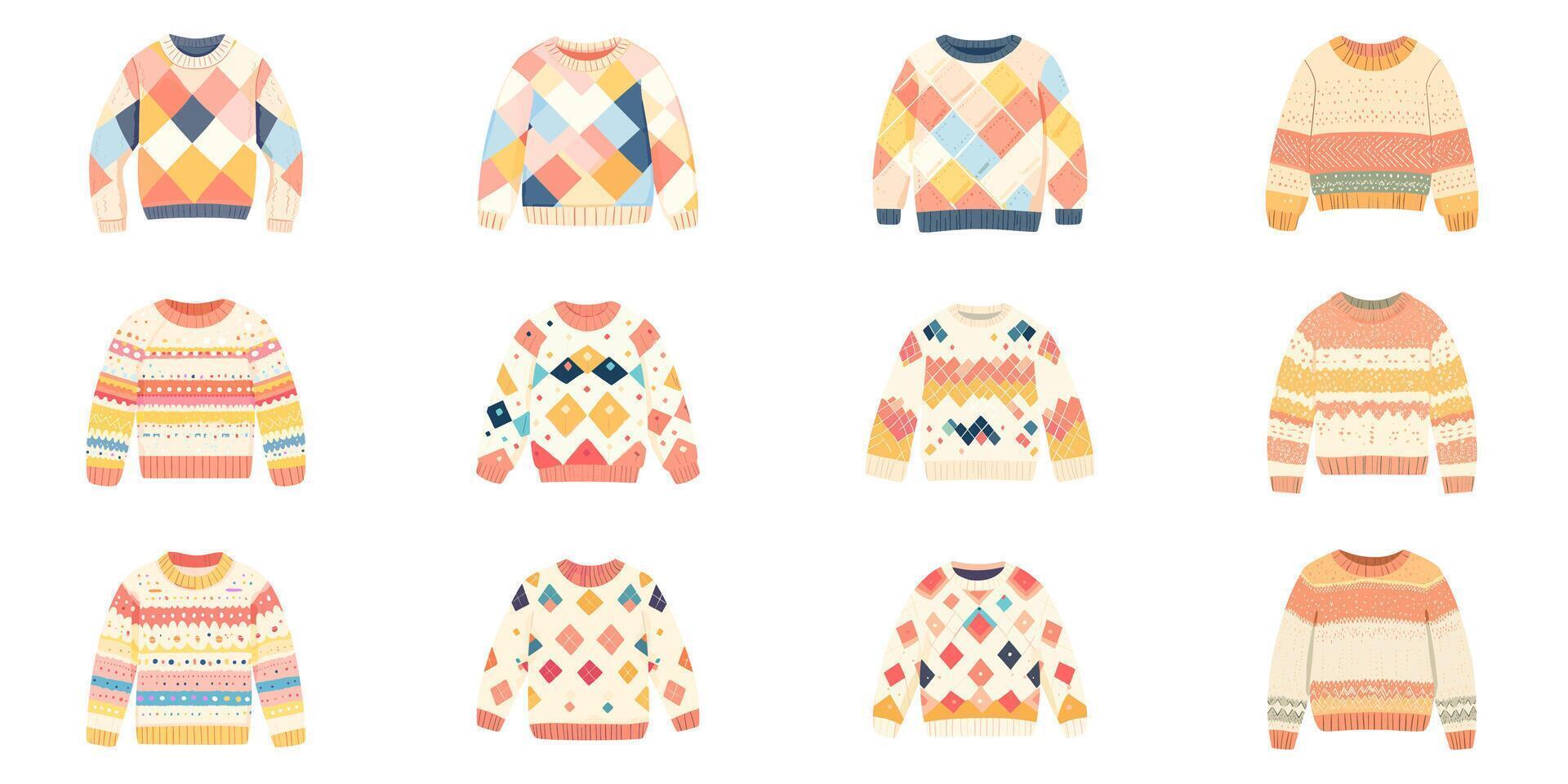 set of cut sweater. isolated on white. vector