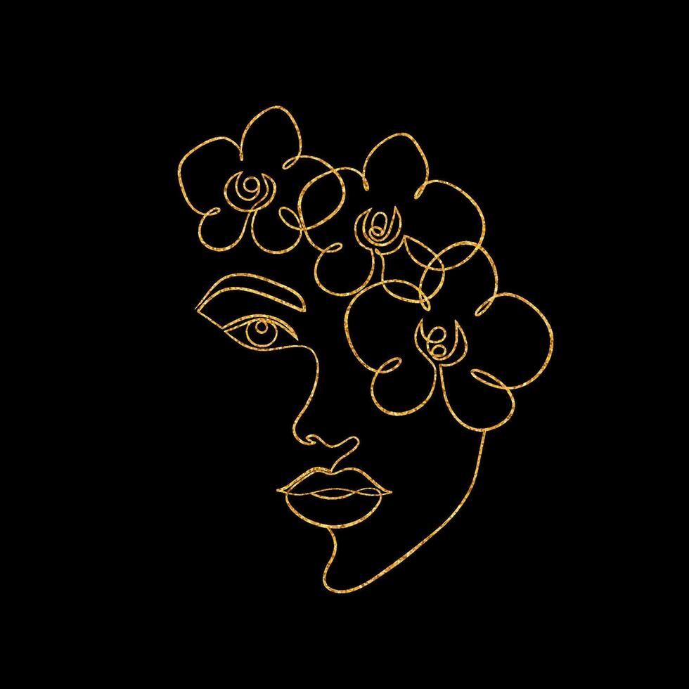 Female face in minimal line art style vector