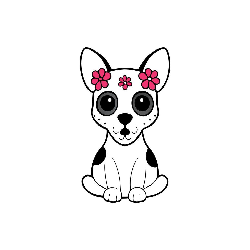 Sugar Skull Dog Clip Art Digital Paper Sublimation Background vector