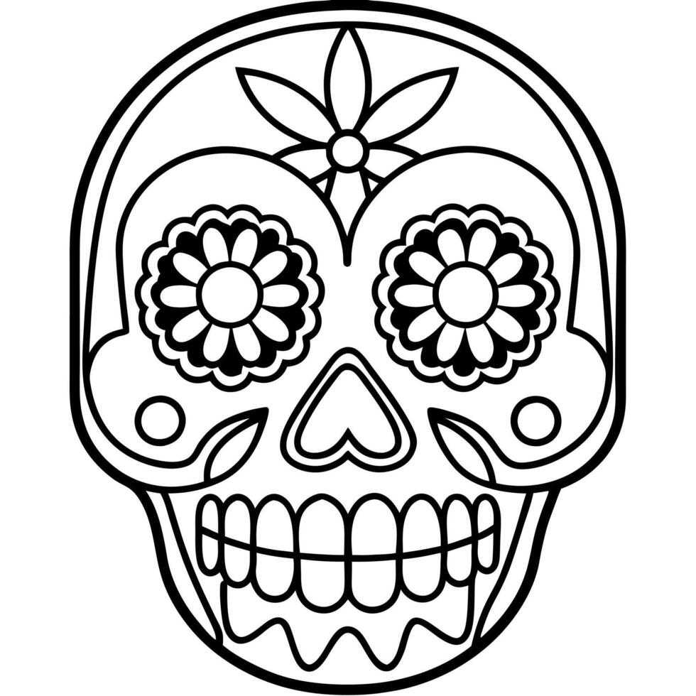 Sugar skull for the day of the dead on a black background traditions mexico minimalism vector