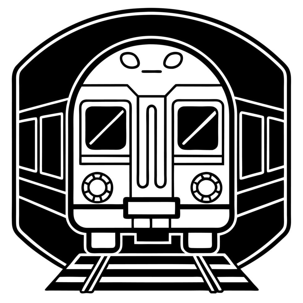 Subway train like deadly scull on black background. AI . vector
