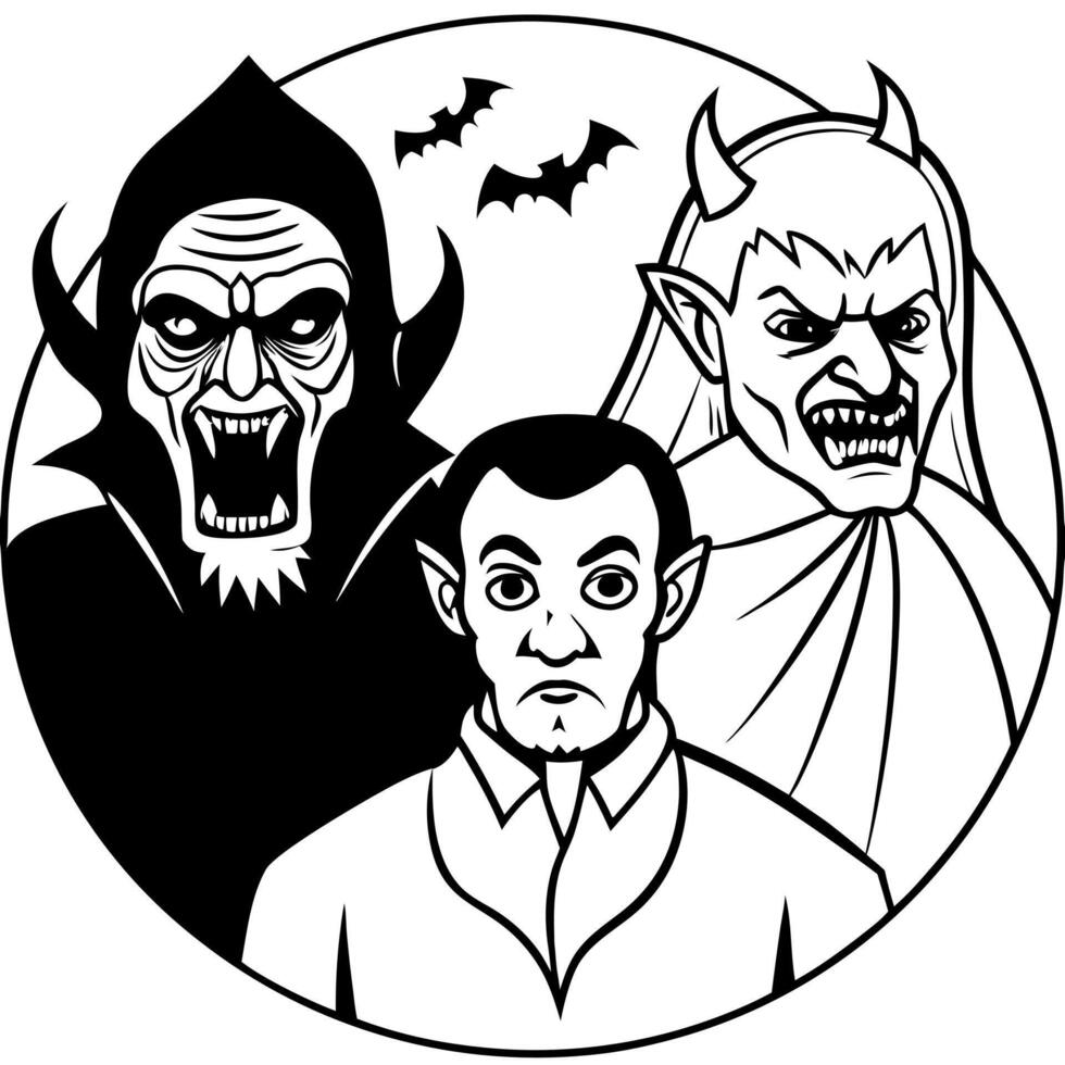 Devil in the night demon horror scary monster vampire vector