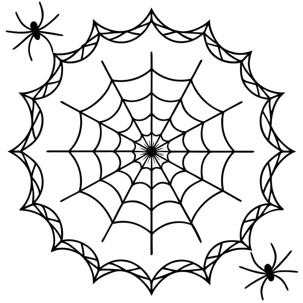 Flat lay top view spiderweb halloween border background vector