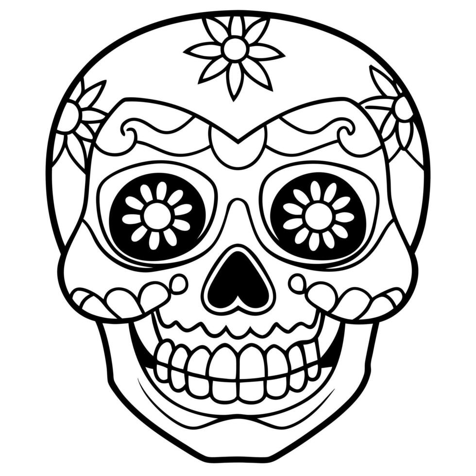 Painted human skull for the Day of the Dead in Mexico vector