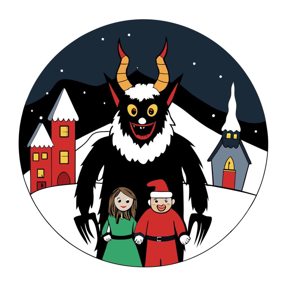 Krampus Night in Austria. people dress up in scary costumes vector