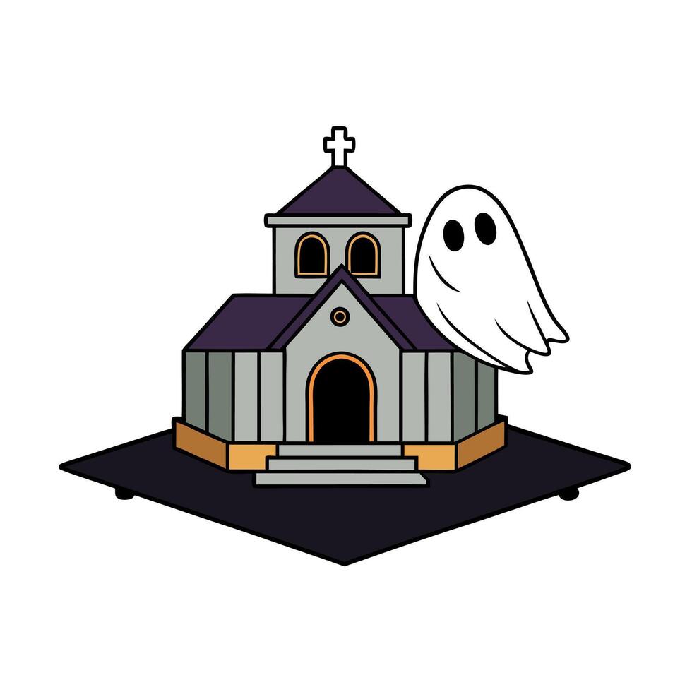 Floating Ghost in a Asylum Halloween Dark Film Grain Analogue Aesthetic Gothic Building with Ghost Hunters Camera Flash 3d illustration render vector
