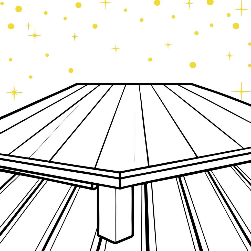 Empty wood table top on blur light gold bokeh of cafe restaurant . vector
