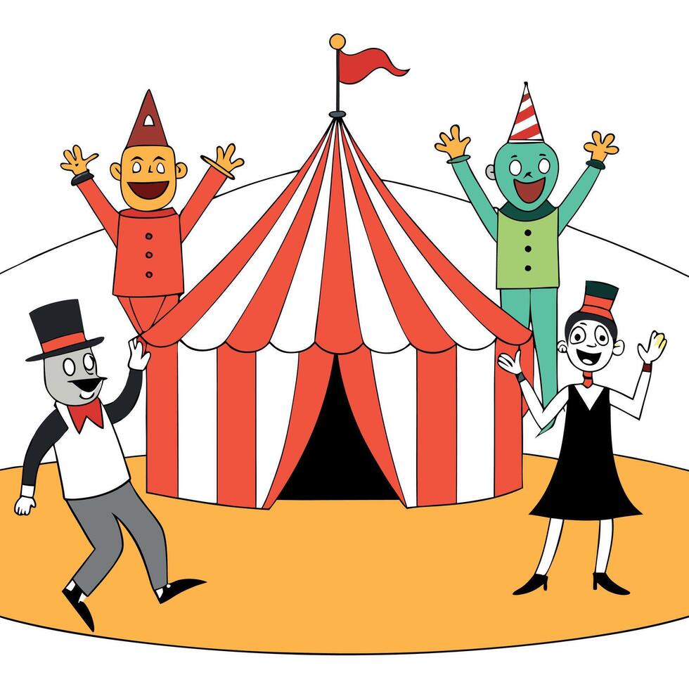 Funny and scary circus actors providing excellent performance carnival evening weekend fair picture vector