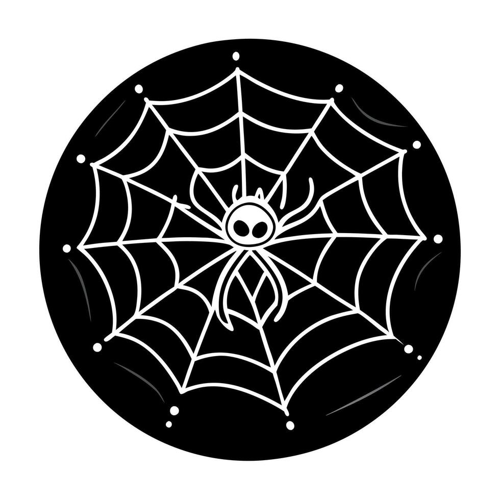Spider web silhouette against black wall - halloween theme dark background vector