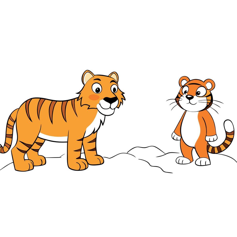 A warm good tiger against a cold bad tiger face to face. vector