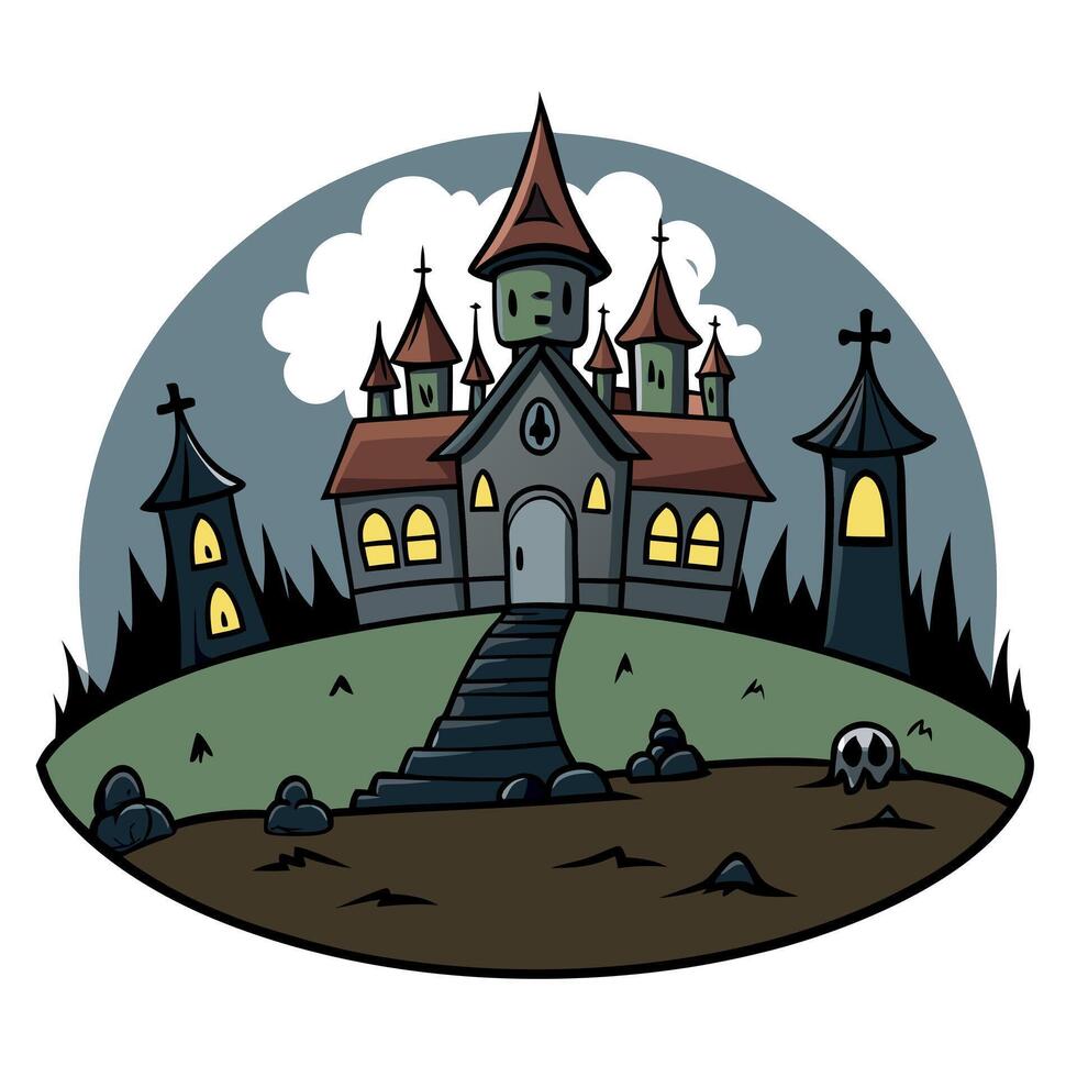 Horror scary atmosphere of medieval style village vector