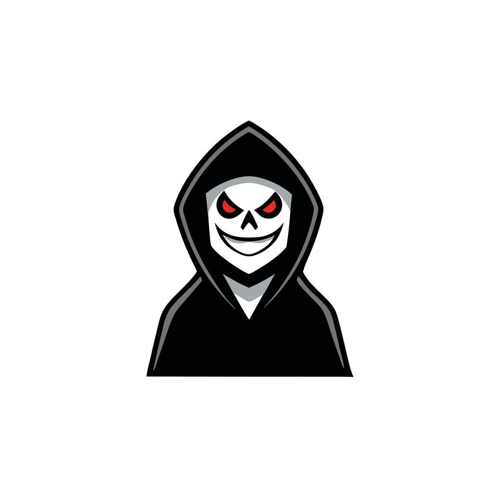 Ghost hacker criminal scary hood anonymous creepy devil danger silhouette shadow black face fear horror night character symbol identity hooligan unknow happy halloween cyber copy space . vector