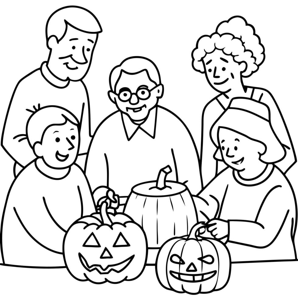 Seniors Competing in Pumpkin Decorating Contest vector