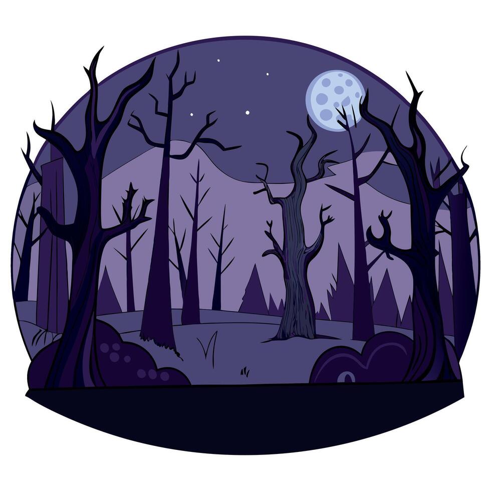 Halloween Scary scene background dark horror background forest vector