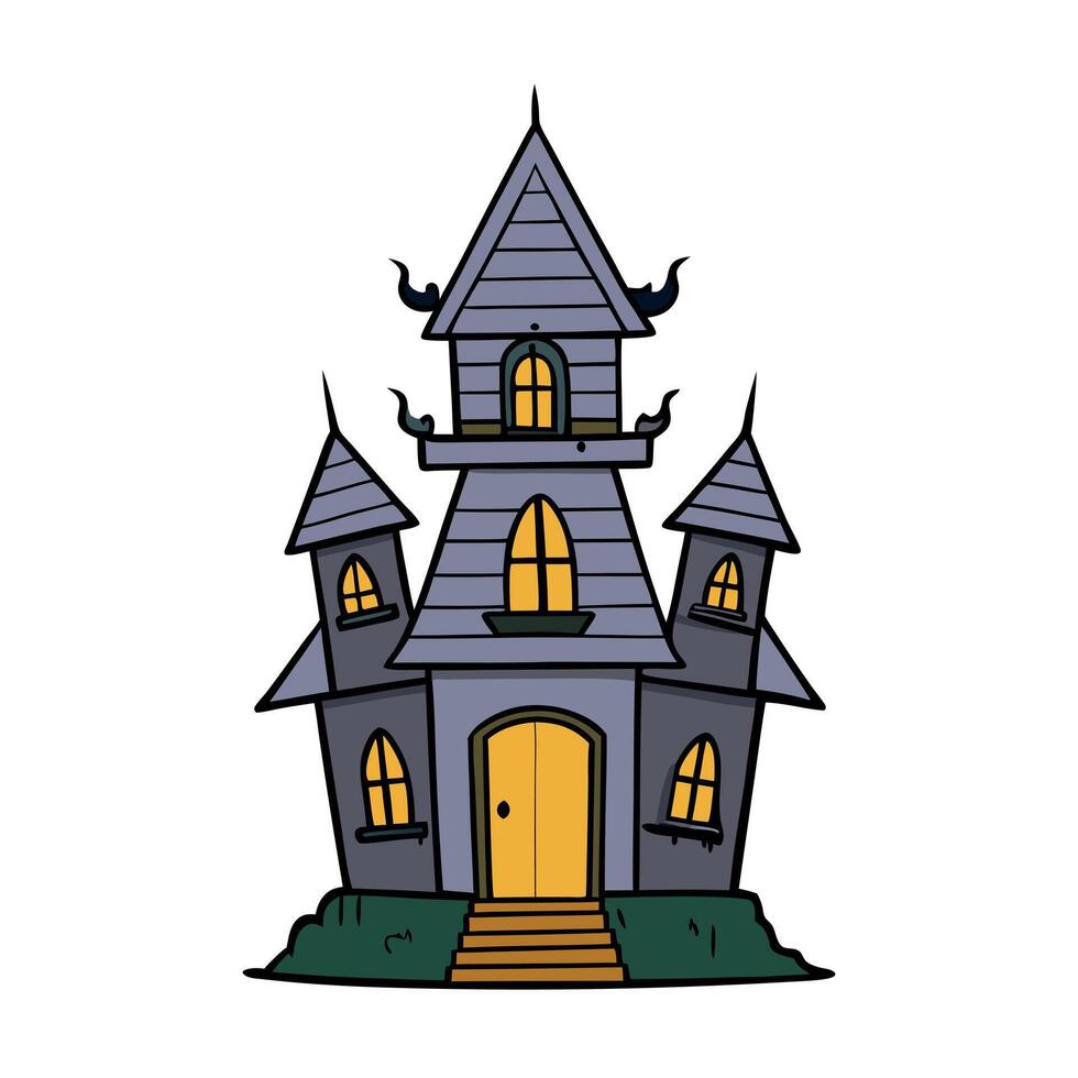 Old abandoned haunted house. Spooky Halloween house. vector
