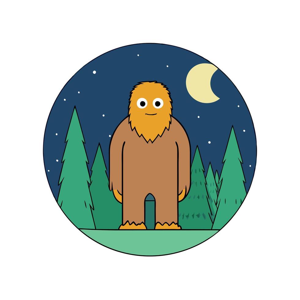 Mystical bigfoot on the background of the night forest vector