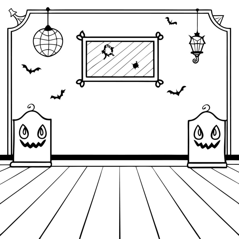 Halloween interior wall background with floor and space for text vector