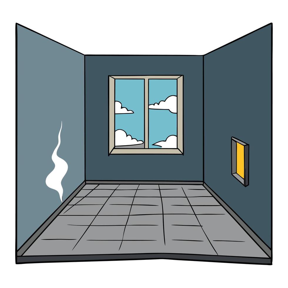 Empty room dark wall and floor smoke window sunlight vector