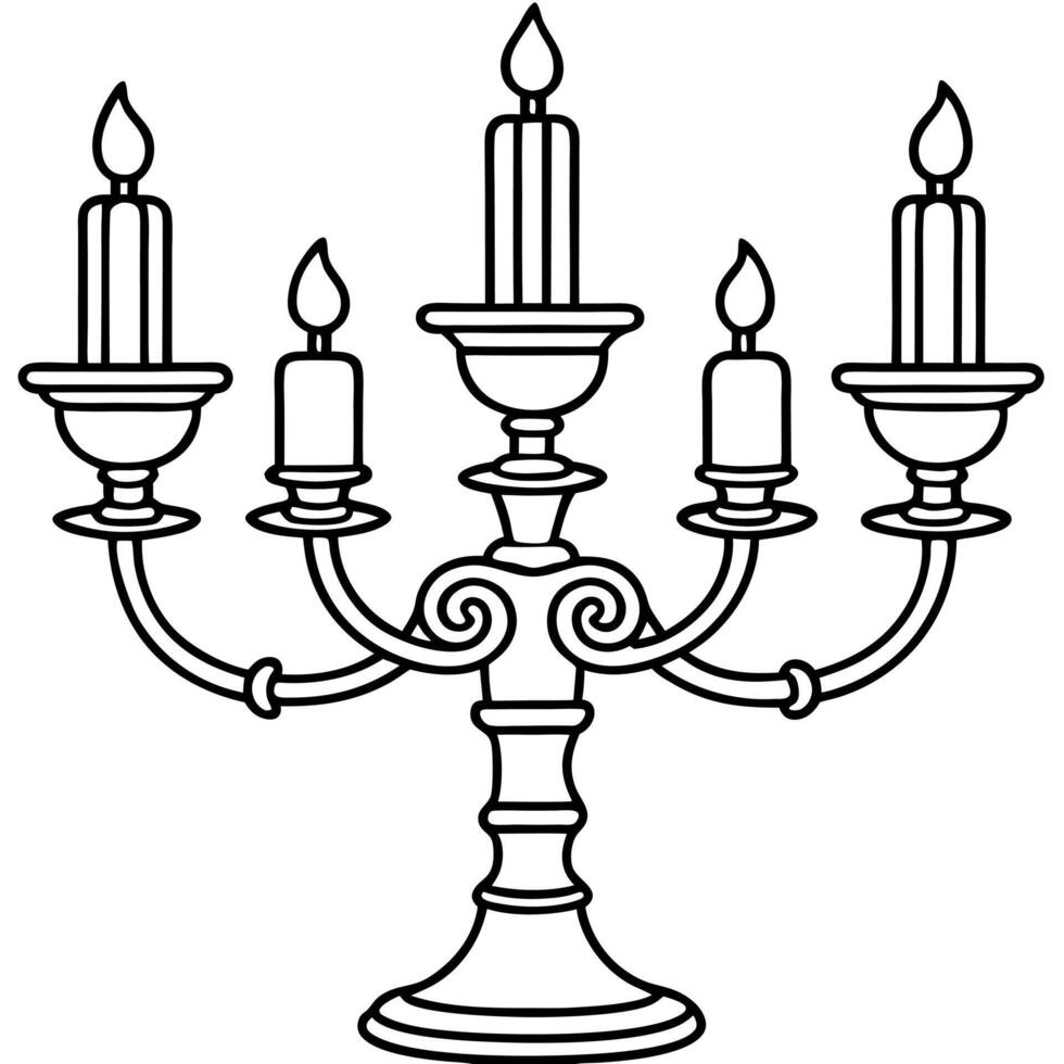 Antique candelabra with flickering candles vector