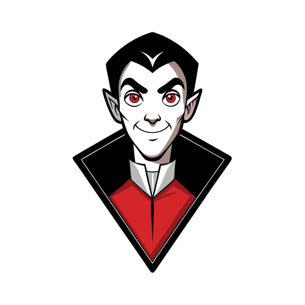 Handsome portrait of a male vampire on black. Vampire novel cover design. illustration. vector
