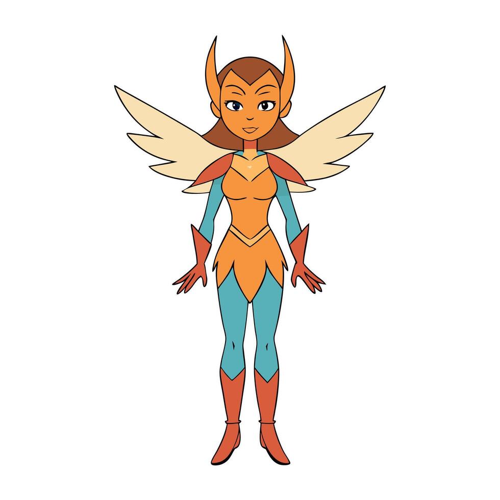 Picture of fantasy brave female character with birds wings vector
