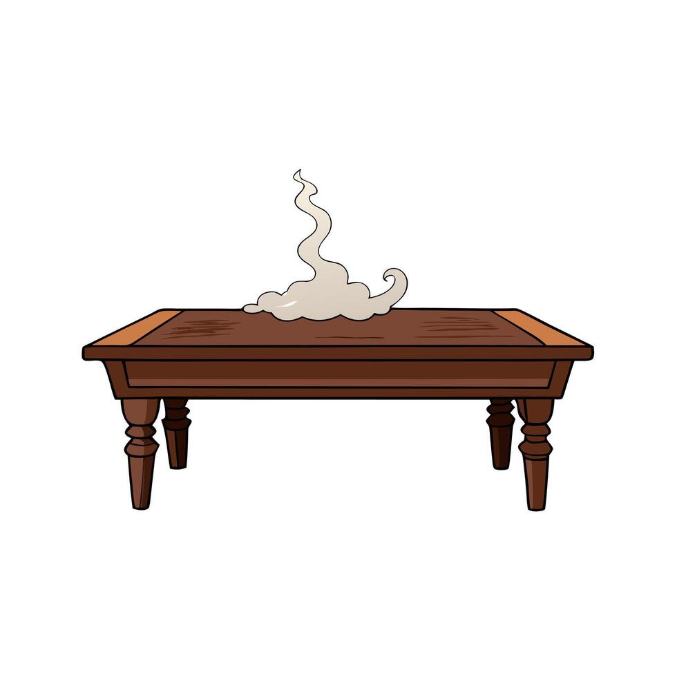 Dark wood table with smoke for hot product display mock up . Admirable image . vector