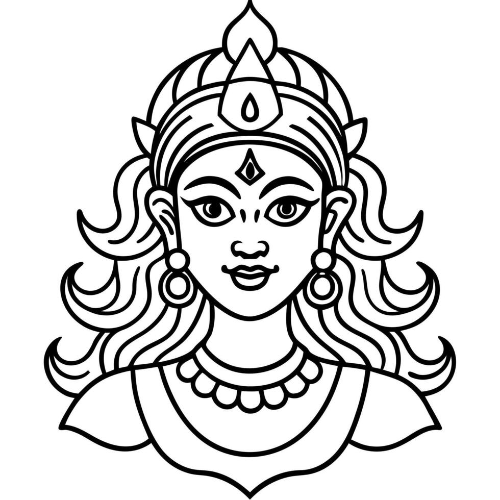 Hindu mythology god Durga. Created with technology. vector