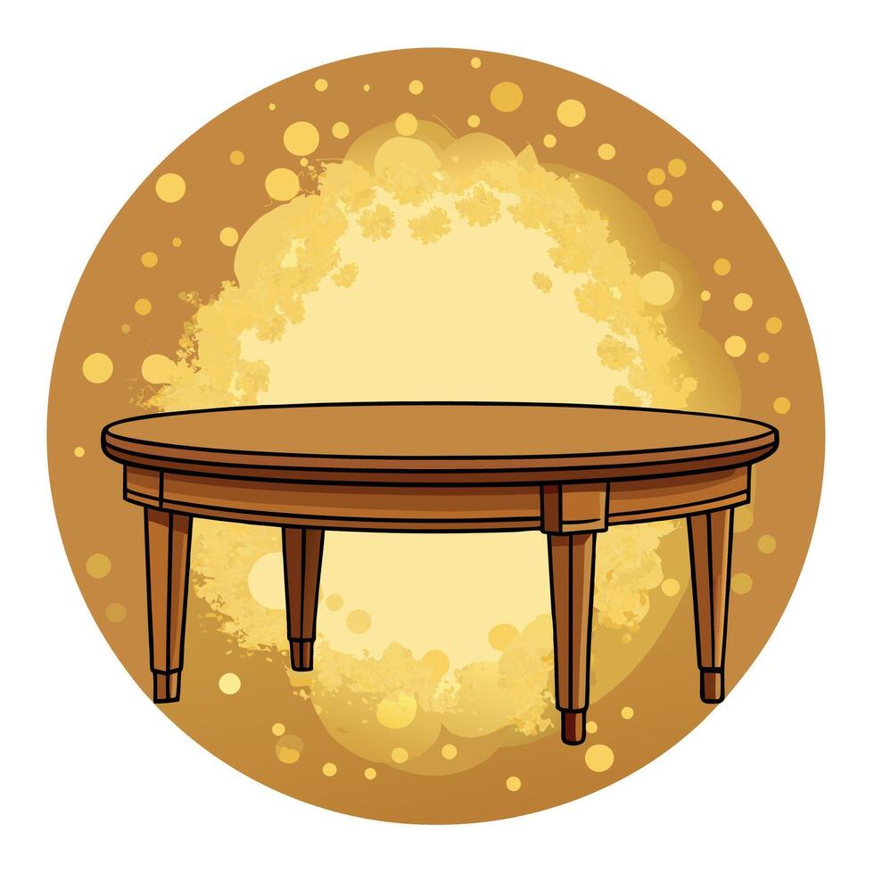 Empty wooden table background with smoke and gold bokeh lights vector